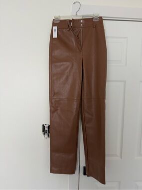 Aritzia Wilfred Cognac Vegan Leather Pants